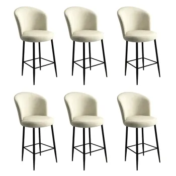 Set scaune de bar 6 piese, Charlotte, Alte, Metal, Crem/Negru imagine