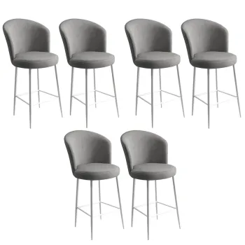Set scaune de bar 6 piese, Charlotte, Alte, Metal, Gri/Alb imagine