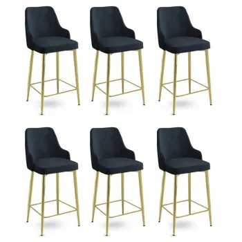 Set scaune de bar 6 piese, Charlotte, Enox, Metal, Antracit / Aur imagine