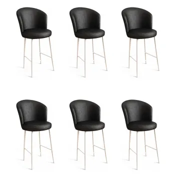 Set scaune de bar 6 piese, Charlotte, Uras, Metal, Alb/Negru imagine