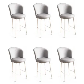 Set scaune de bar 6 piese, Charlotte, Uras, Metal, Gri/Alb imagine