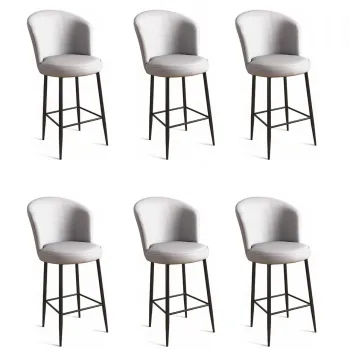 Set scaune de bar 6 piese, Charlotte, Uras, Metal, Gri/Negru imagine