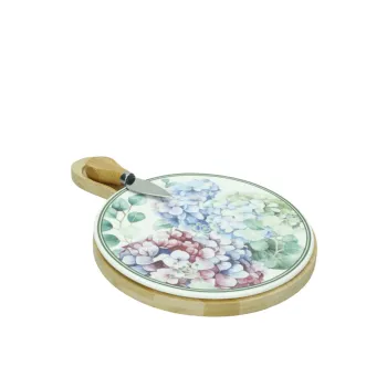 Set servire branzeturi, tocator si cutit, Flora, Brandani, 20.5x29.5 cm, portelan/bambus/inox imagine