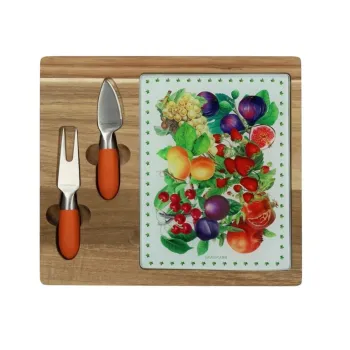 Set servire branzeturi, tocator si cutite, Le Primizie, Brandani, 23x26 cm, lemn de salcam/sticla imagine