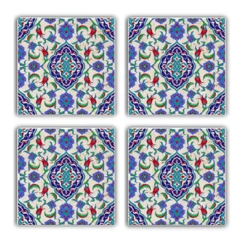 Set suporturi de pahare, Taylor, 366TYR1114, Piatra, 10 x 10 x 1 cm (4 piese), Multicolor imagine