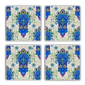 Set suporturi de pahare, Taylor, 366TYR1115, Piatra, 10 x 10 x 1 cm (4 piese), Multicolor imagine