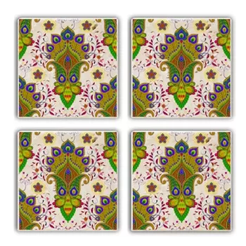 Set suporturi de pahare, Taylor, 366TYR1116, Piatra, 10 x 10 x 1 cm (4 piese), Multicolor imagine