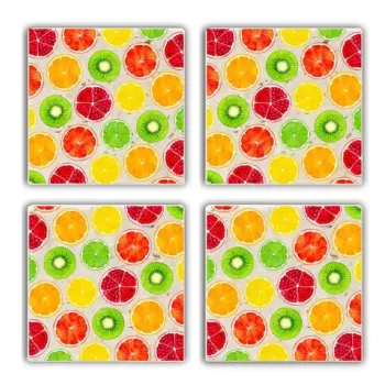 Set suporturi de pahare, Taylor, 366TYR1120, Piatra, 10 x 10 x 1 cm (4 piese), Multicolor imagine