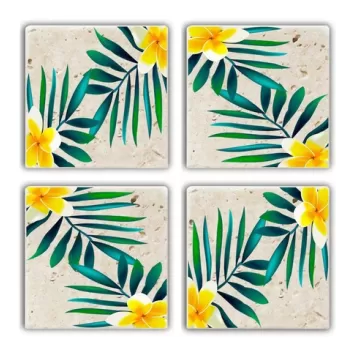 Set suporturi de pahare, Taylor, 366TYR1126, Piatra, 10 x 10 x 1 cm (4 piese), Multicolor imagine