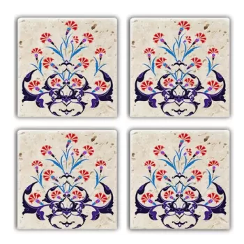 Set suporturi de pahare, Taylor, 366TYR1130, Piatra, 10 x 10 x 1 cm (4 piese), Multicolor imagine