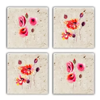 Set suporturi de pahare, Taylor, 366TYR1132, Piatra, 10 x 10 x 1 cm (4 piese), Multicolor imagine