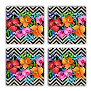 Set suporturi de pahare, Taylor, 366TYR1136, Piatra, 10 x 10 x 1 cm (4 piese), Multicolor imagine
