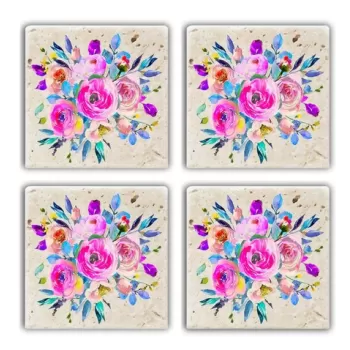 Set suporturi de pahare, Taylor, 366TYR1137, Piatra, 10 x 10 x 1 cm (4 piese), Multicolor imagine