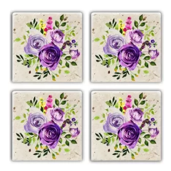 Set suporturi de pahare, Taylor, 366TYR1138, Piatra, 10 x 10 x 1 cm (4 piese), Multicolor imagine