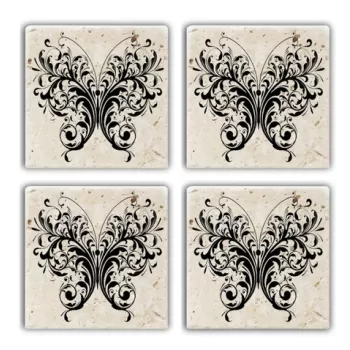 Set suporturi de pahare, Taylor, 366TYR1139, Piatra, 10 x 10 x 1 cm (4 piese), Multicolor imagine