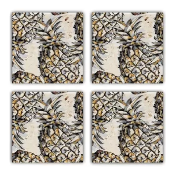 Set suporturi de pahare, Taylor, 366TYR1140, Piatra, 10 x 10 x 1 cm (4 piese), Multicolor imagine