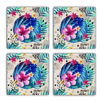 Set suporturi de pahare, Taylor, 366TYR1141, Piatra, 10 x 10 x 1 cm (4 piese), Multicolor imagine