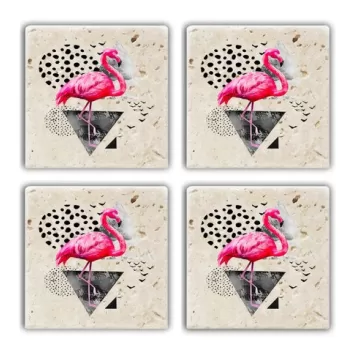 Set suporturi de pahare, Taylor, 366TYR1142, Piatra, 10 x 10 x 1 cm (4 piese), Multicolor imagine