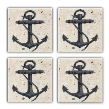 Set suporturi de pahare, Taylor, 366TYR1143, Piatra, 10 x 10 x 1 cm (4 piese), Multicolor imagine