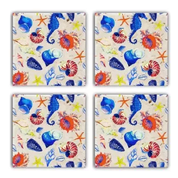 Set suporturi de pahare, Taylor, 366TYR1144, Piatra, 10 x 10 x 1 cm (4 piese), Multicolor imagine