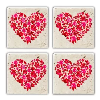 Set suporturi de pahare, Taylor, 366TYR1145, Piatra, 10 x 10 x 1 cm (4 piese), Multicolor imagine