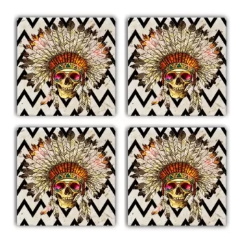 Set suporturi de pahare, Taylor, 366TYR1149, Piatra, 10 x 10 x 1 cm (4 piese), Multicolor imagine