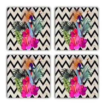 Set suporturi de pahare, Taylor, 366TYR1152, Piatra, 10 x 10 x 1 cm (4 piese), Multicolor imagine