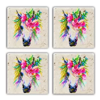 Set suporturi de pahare, Taylor, 366TYR1154, Piatra, 10 x 10 x 1 cm (4 piese), Multicolor imagine