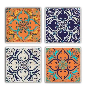Set suporturi de pahare, Taylor, 366TYR1161, Piatra, 10 x 10 x 1 cm (4 piese), Multicolor imagine