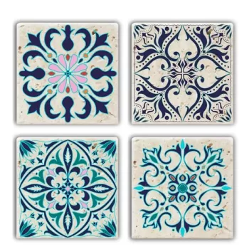 Set suporturi de pahare, Taylor, 366TYR1162, Piatra, 10 x 10 x 1 cm (4 piese), Multicolor imagine