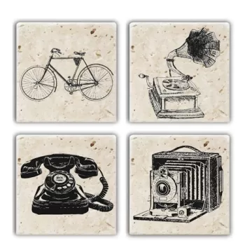 Set suporturi de pahare, Taylor, 366TYR1164, Piatra, 10 x 10 x 1 cm (4 piese), Multicolor imagine