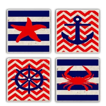 Set suporturi de pahare, Taylor, 366TYR1166, Piatra, 10 x 10 x 1 cm (4 piese), Multicolor imagine