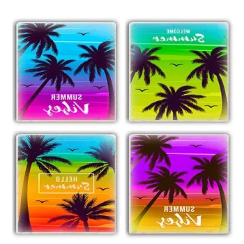 Set suporturi de pahare, Taylor, 366TYR1170, Piatra, 10 x 10 x 1 cm (4 piese), Multicolor imagine
