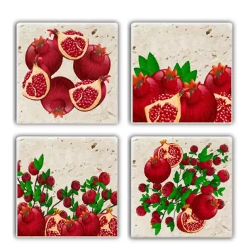 Set suporturi de pahare, Taylor, 366TYR1171, Piatra, 10 x 10 x 1 cm (4 piese), Multicolor imagine