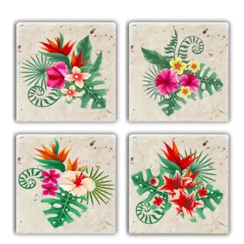 Set suporturi de pahare, Taylor, 366TYR1172, Piatra, 10 x 10 x 1 cm (4 piese), Multicolor imagine