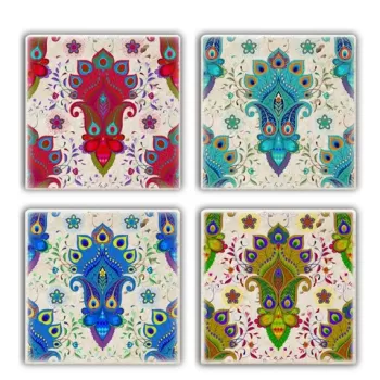 Set suporturi de pahare, Taylor, 366TYR1173, Piatra, 10 x 10 x 1 cm (4 piese), Multicolor imagine
