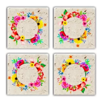 Set suporturi de pahare, Taylor, 366TYR1182, Piatra, 10 x 10 x 1 cm (4 piese), Multicolor imagine