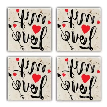 Set suporturi de pahare, Taylor, 366TYR1183, Piatra, 10 x 10 x 1 cm (4 piese), Multicolor imagine