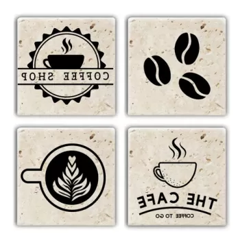 Set suporturi de pahare, Taylor, 366TYR1185, Piatra, 10 x 10 x 1 cm (4 piese), Multicolor imagine