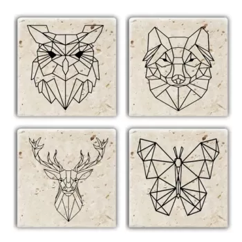 Set suporturi de pahare, Taylor, 366TYR1187, Piatra, 10 x 10 x 1 cm (4 piese), Multicolor imagine