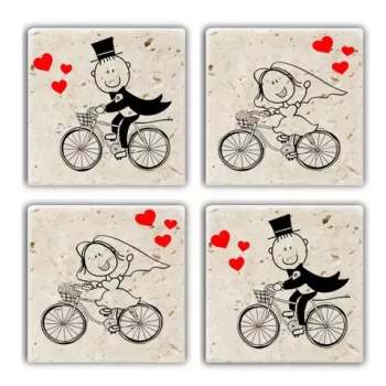 Set suporturi de pahare, Taylor, 366TYR1188, Piatra, 10 x 10 x 1 cm (4 piese), Multicolor imagine