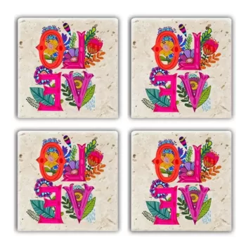 Set suporturi de pahare, Taylor, 366TYR1189, Piatra, 10 x 10 x 1 cm (4 piese), Multicolor imagine