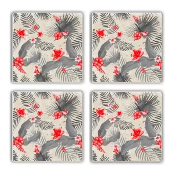 Set suporturi de pahare, Taylor, 366TYR1193, Piatra, 10 x 10 x 1 cm (4 piese), Multicolor imagine
