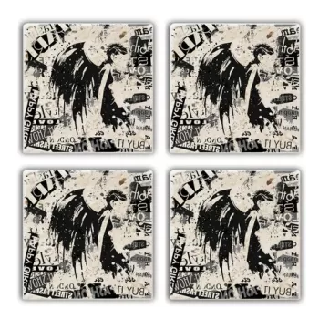Set suporturi de pahare, Taylor, 366TYR1194, Piatra, 10 x 10 x 1 cm (4 piese), Multicolor imagine