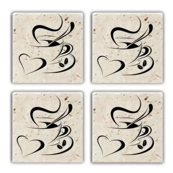 Set suporturi de pahare, Taylor, 366TYR1195, Piatra, 10 x 10 x 1 cm (4 piese), Multicolor imagine