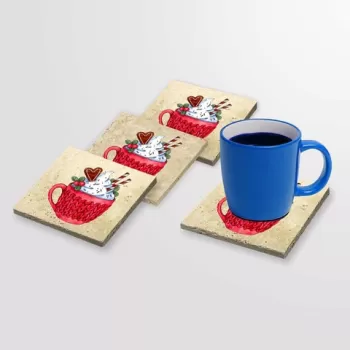 Set suporturi de pahare, Taylor, 366TYR1214, Piatra, Imprimat UV, Multicolor imagine