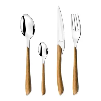 Set tacamuri, 16 piese, Amefa, Eclat Nature, inox, maro imagine