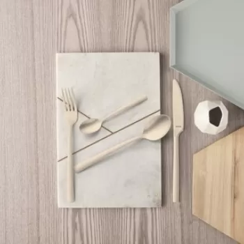 Set tacamuri 16 piese, Amefa, Manille PVD Champagne, inox, bej imagine