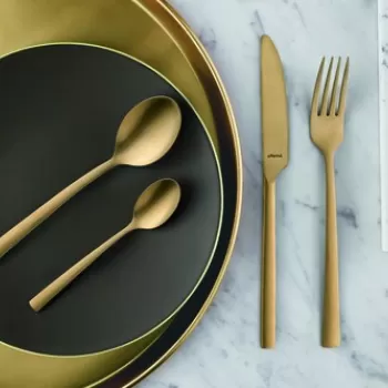 Set tacamuri, 16 piese, Amefa, Manille Vintage Gold, inox, auriu imagine