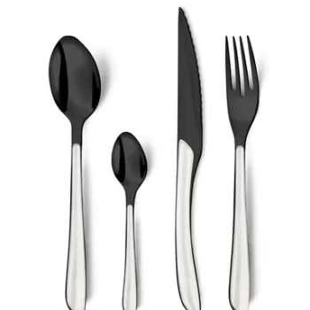 Set tacamuri 16 piese, Amefa, Trend Lumino, inox, alb/negru imagine